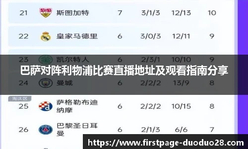 巴萨对阵利物浦比赛直播地址及观看指南分享